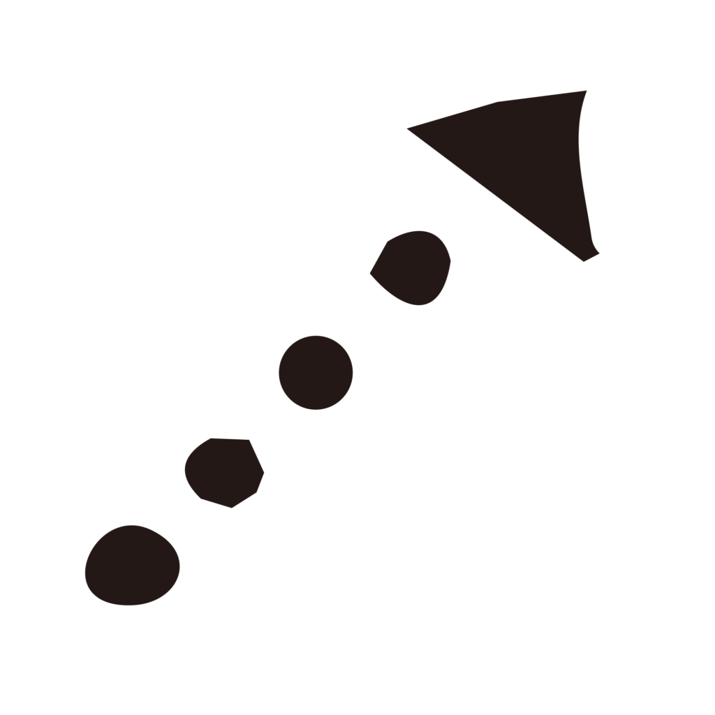 点線（ドット）で構成された、右