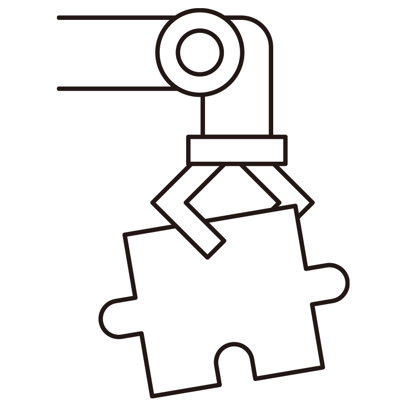 ロボットアームがパズルのピース