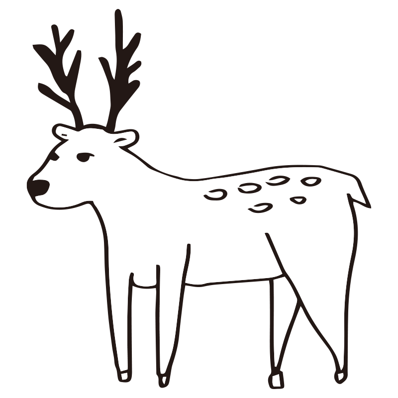 立派な角と背中の斑点模様が特徴