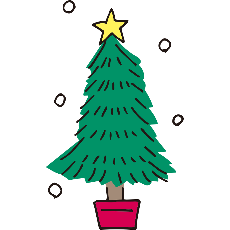 雪が舞う中に立つ、手書き風の温