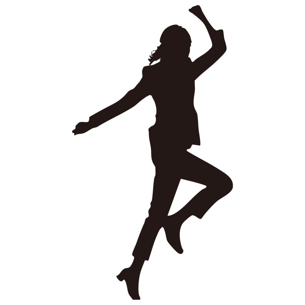 軽やかにスキップをする人物の躍