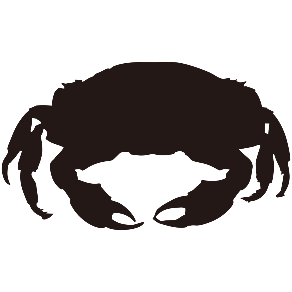 左右に力強くハサミを広げたカニ