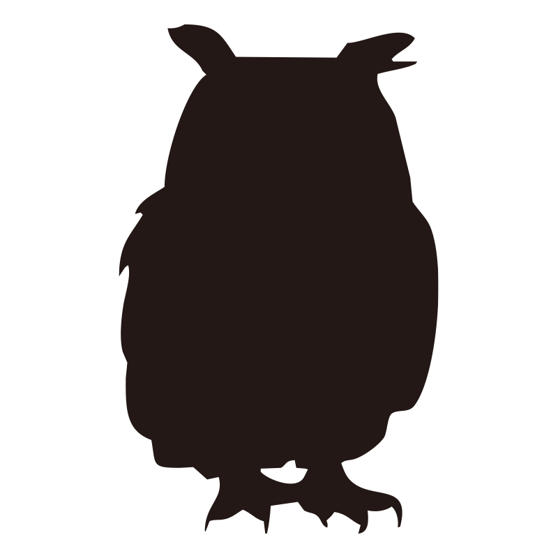 正面を向いたミミズク（フクロウ