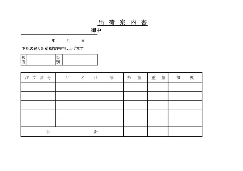 商品を出荷する際、注文番号や品