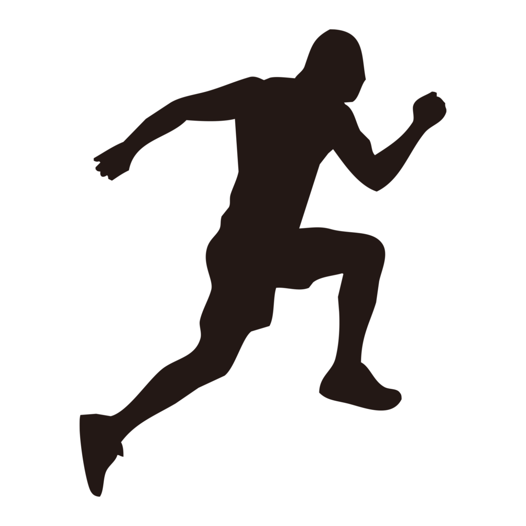 全力で疾走する男性のシルエット