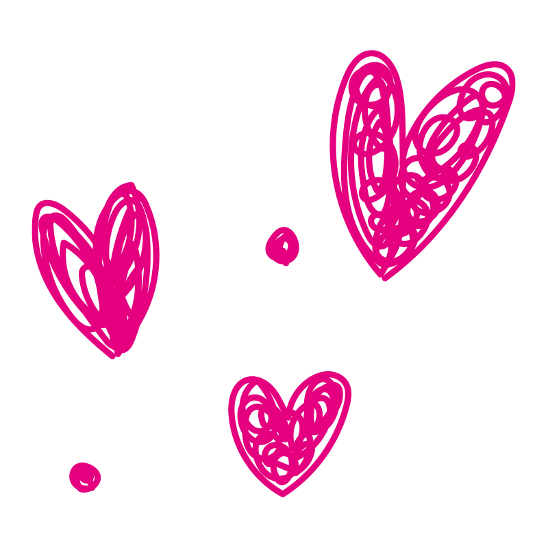 鮮やかなマゼンタピンクで描かれ