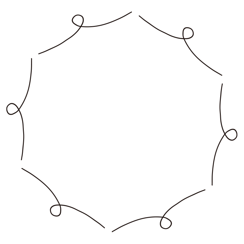 説明文： ゆるい手描きラインが