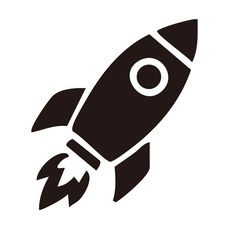 力強く上昇するロケットを描いた