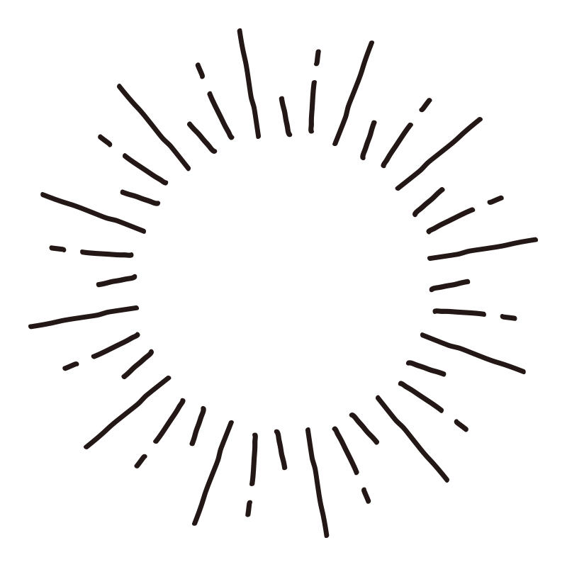 手書きの質感が残る、放射状の集