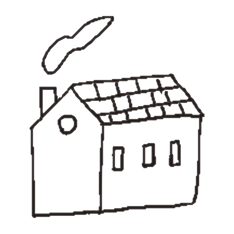 煙突から煙が立ちのぼる、可愛ら