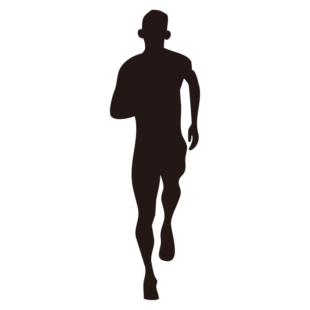 正面を向いて軽快に走る男性ラン