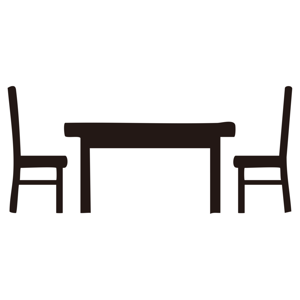 シンプルなダイニングテーブルと