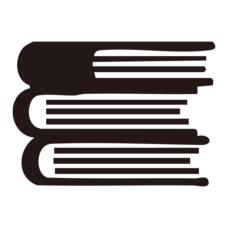 3冊の本が積み重なった様子を描