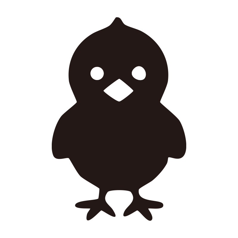 正面を向いた、ぽてっとしたフォ