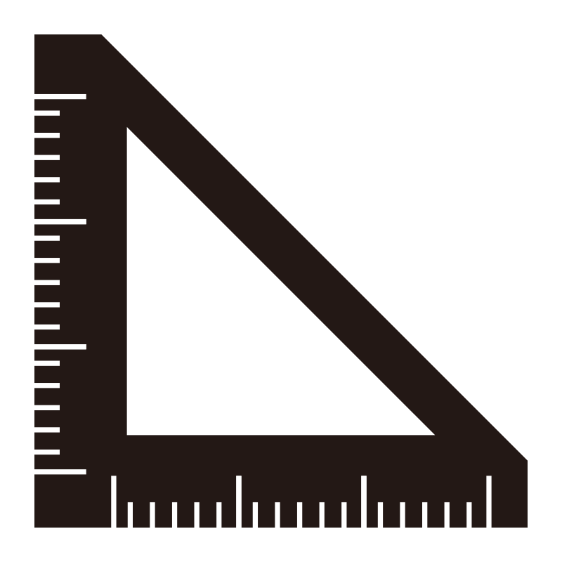 目盛りが付いた直角二等辺三角形