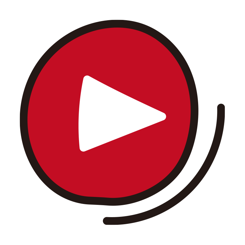 丸い形が目を引く、手描きタッチ