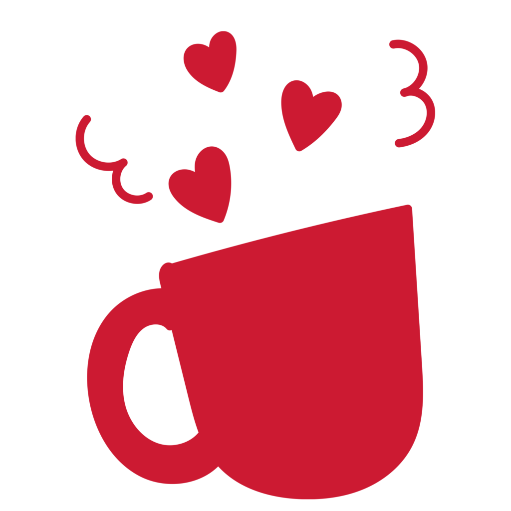 温かい飲み物からハート型の湯気