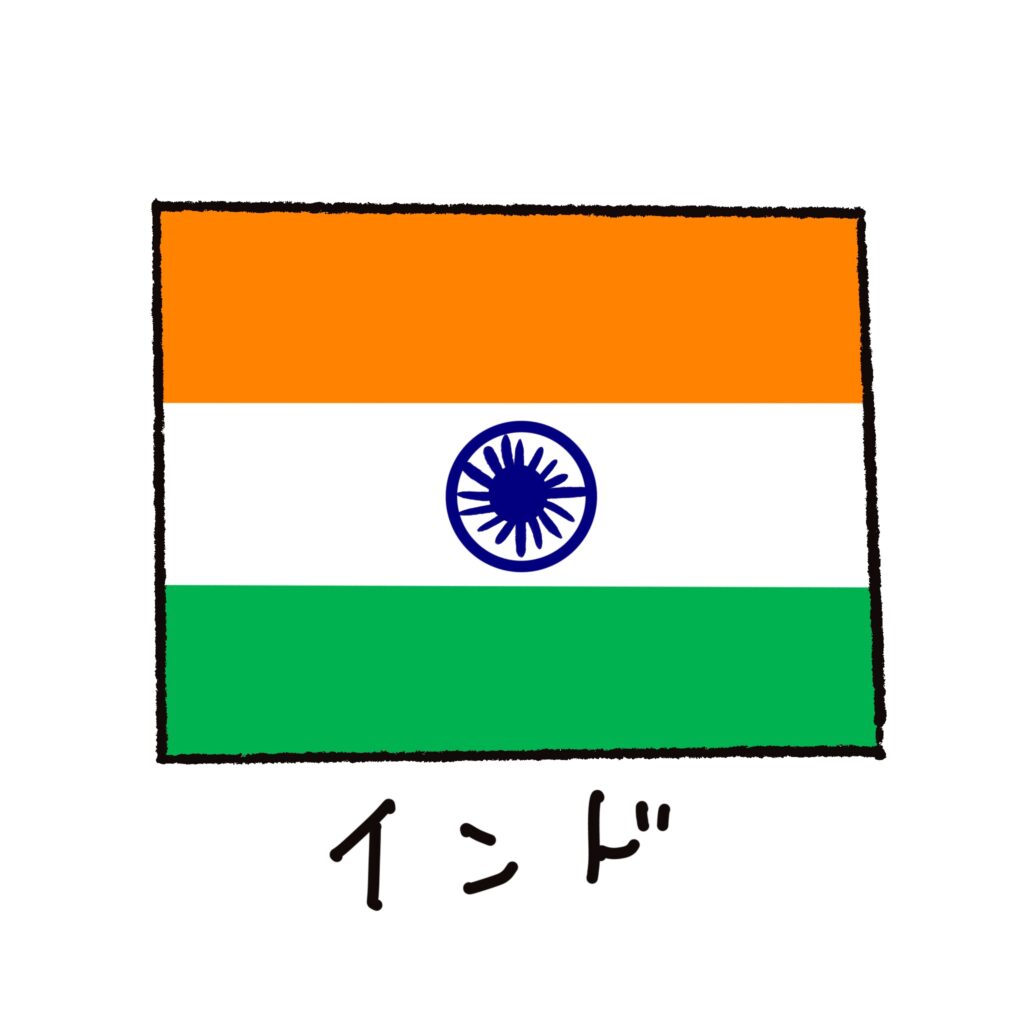 三色の横帯と中央の円形モチーフ
