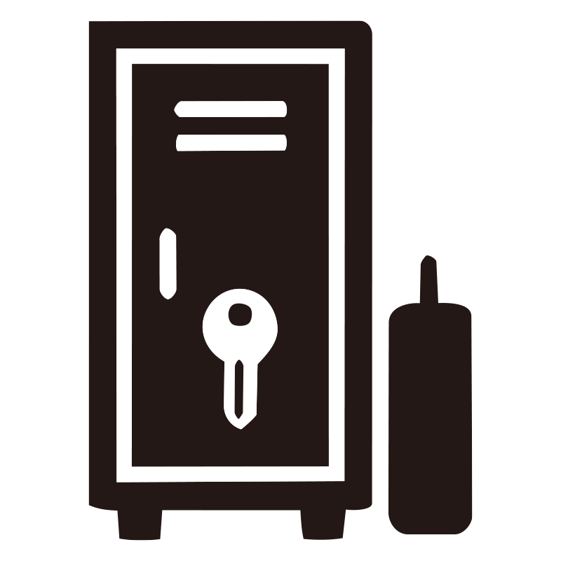 扉が閉まった縦長のロッカーと大