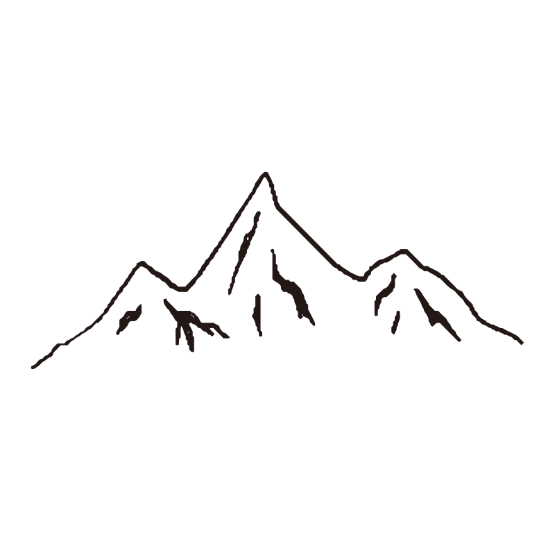 険しい稜線を描いた山の線画イラ