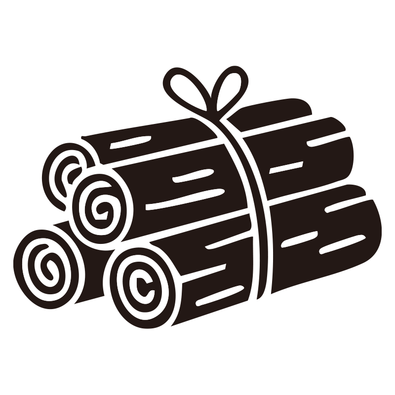 紐で束ねられた薪（まき）のイラ