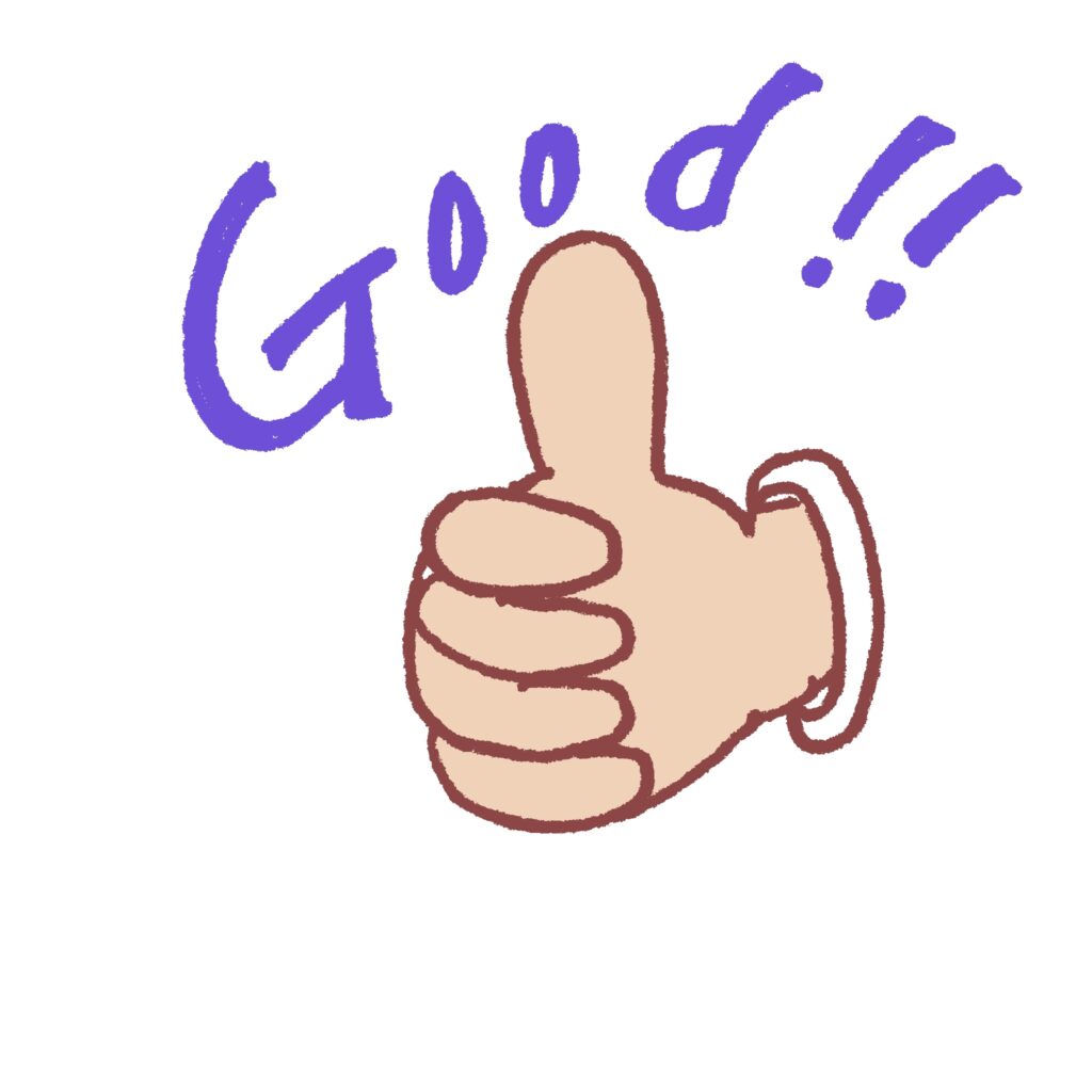 親指を立てたグッドサインと、手