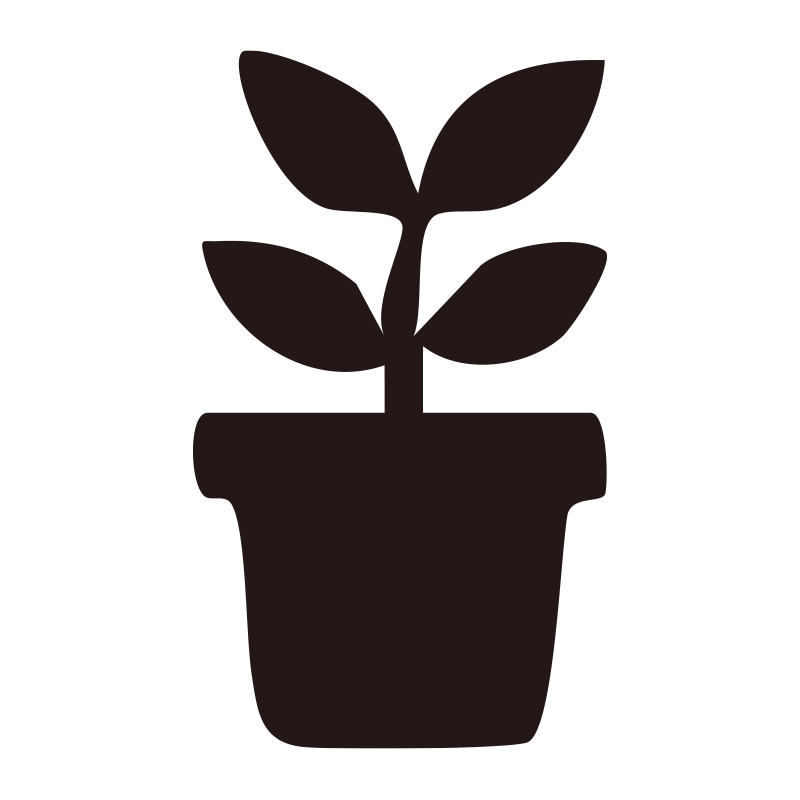 鉢植えから芽吹いた若葉を表現し