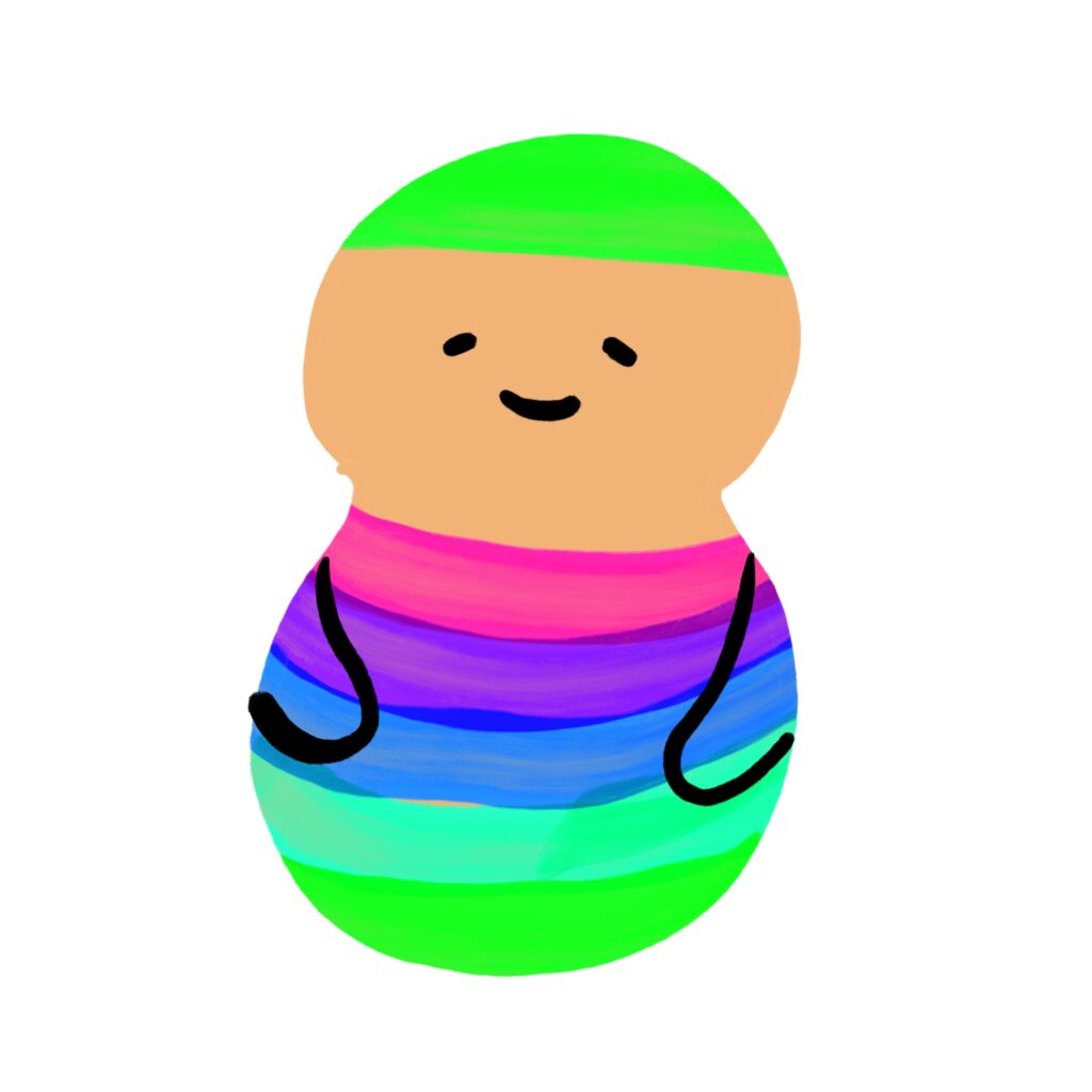 丸みのあるフォルムで描かれた、