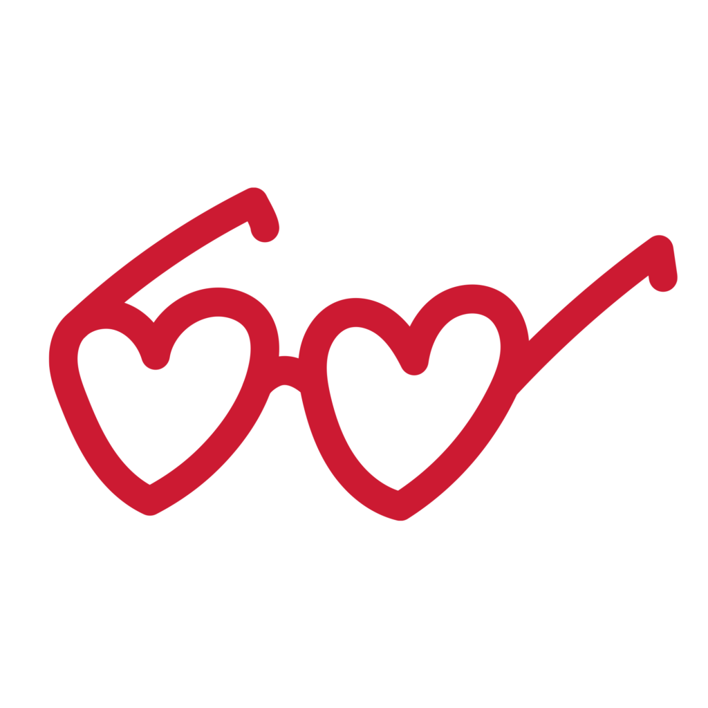 赤いフレームがハート型になった