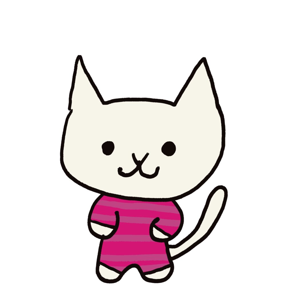 やさしい表情のねこをデフォルメ