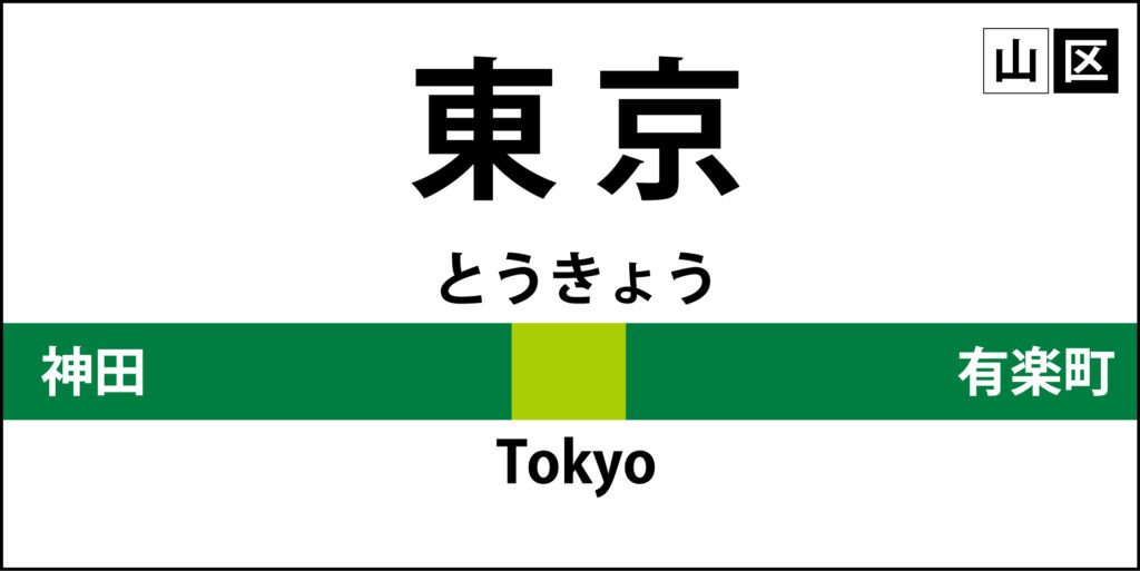 山手線の駅名標「東京駅」のアイ