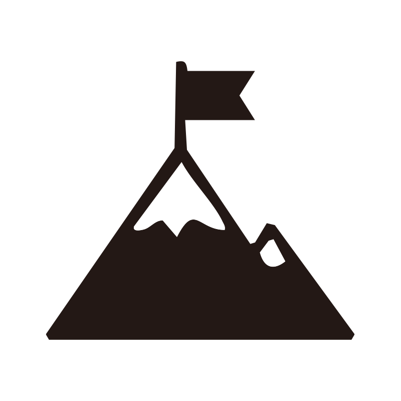 高い山の頂上に旗が立てられてい