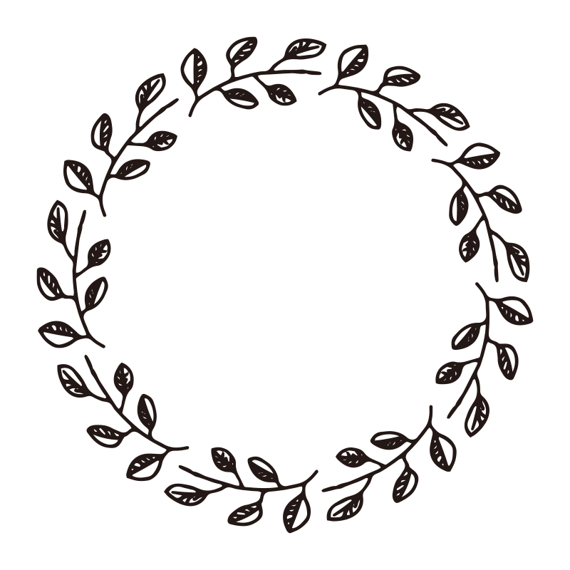 手書きのリーフ（葉っぱ）を円形