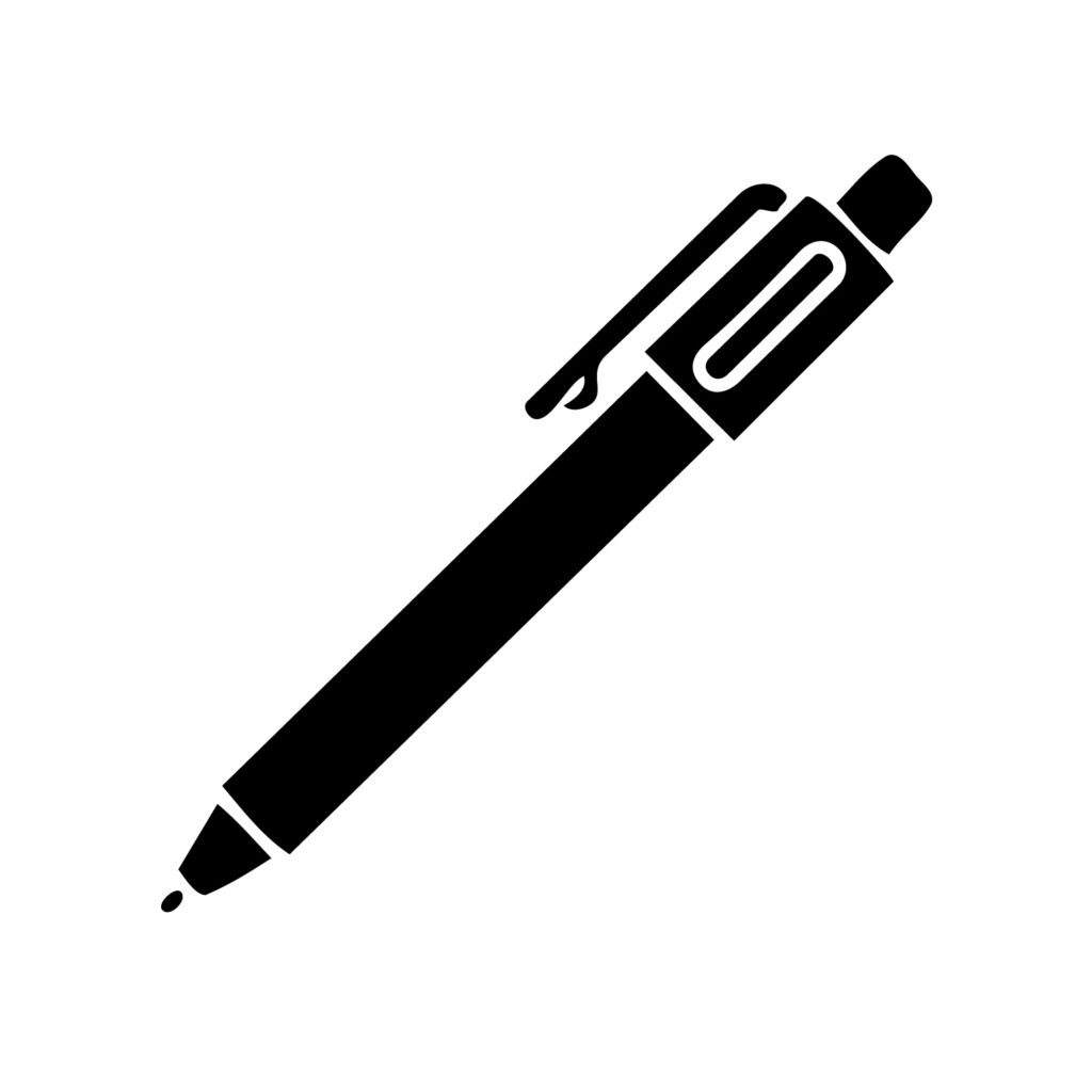 シルエットの文房具「ペン」のア