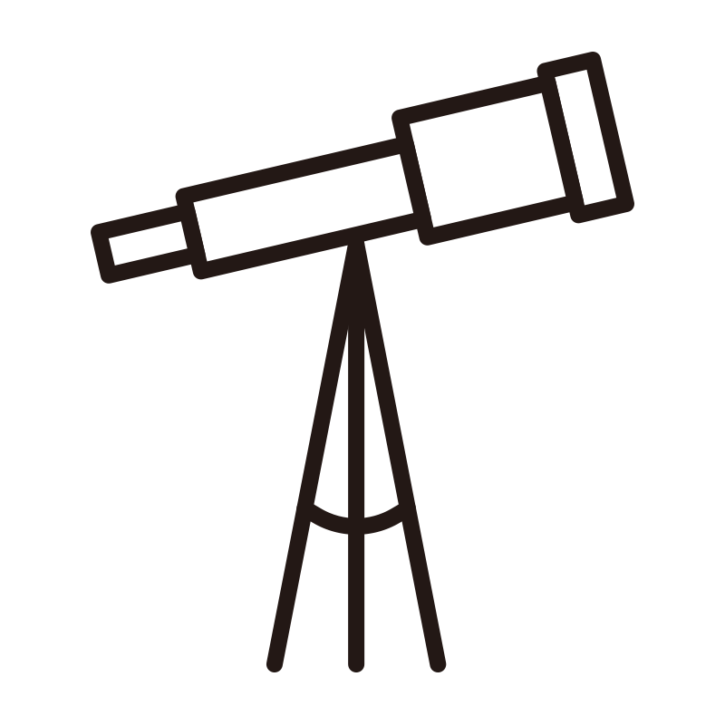 三脚に設置された天体望遠鏡のシ