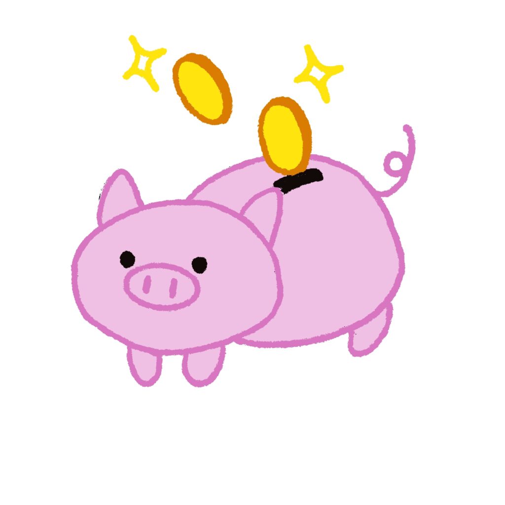 コインを貯めるぶたの貯金箱を、