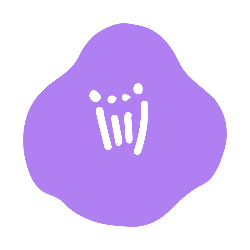 淡い紫色の丸みを帯びた花のイラ