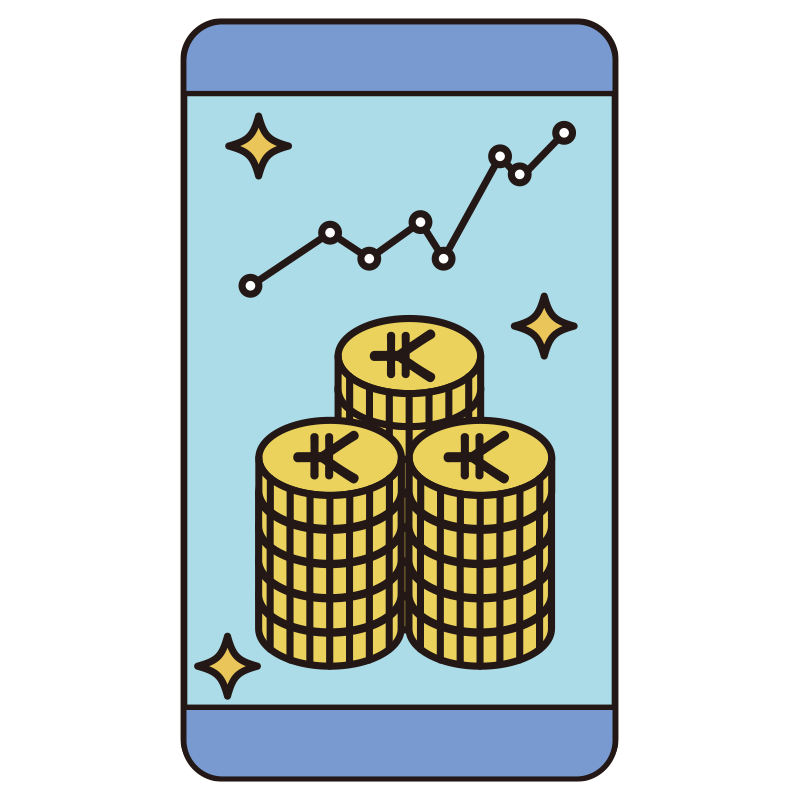 スマートフォンの画面上に積み上