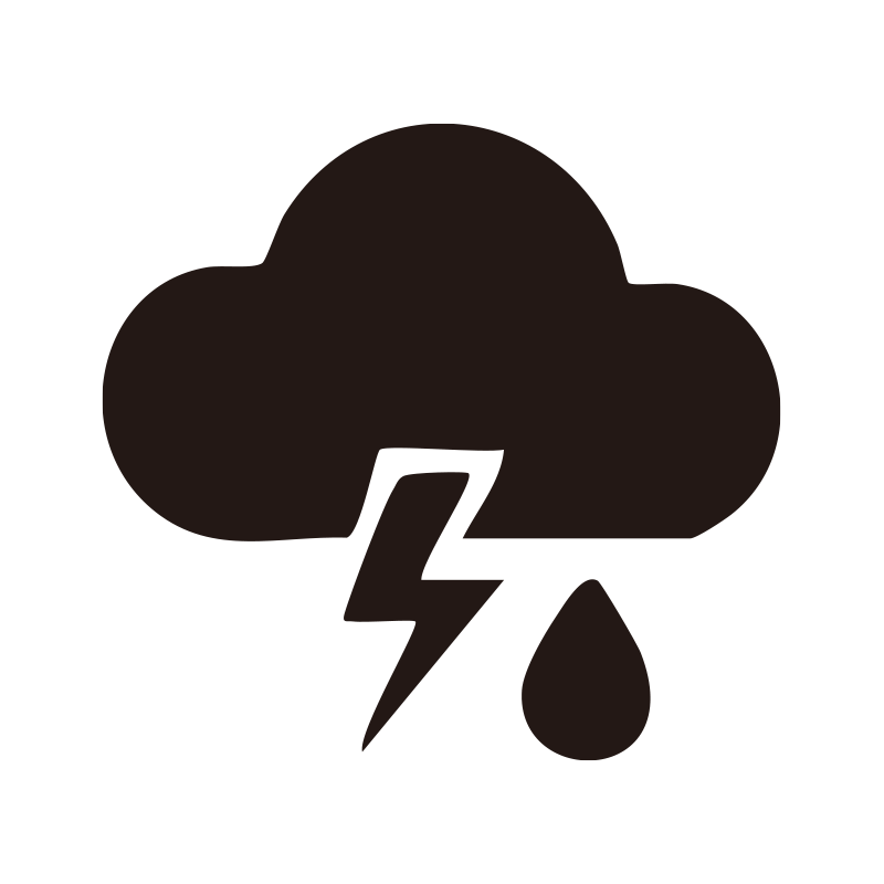 激しい雨と雷を伴う入道雲や雷雨