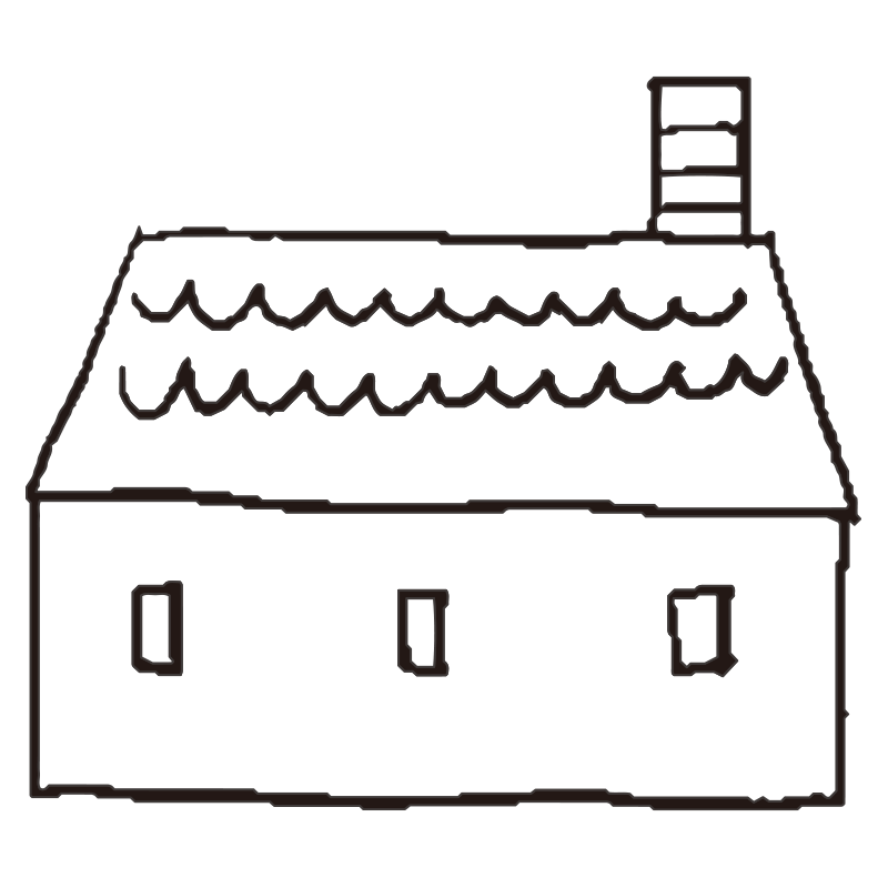 煙突のついたシンプルな平屋の家