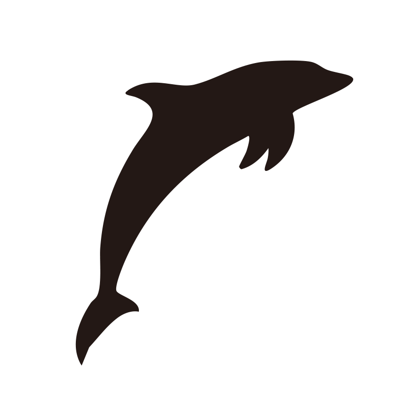 海を優雅に泳ぐイルカのシルエッ