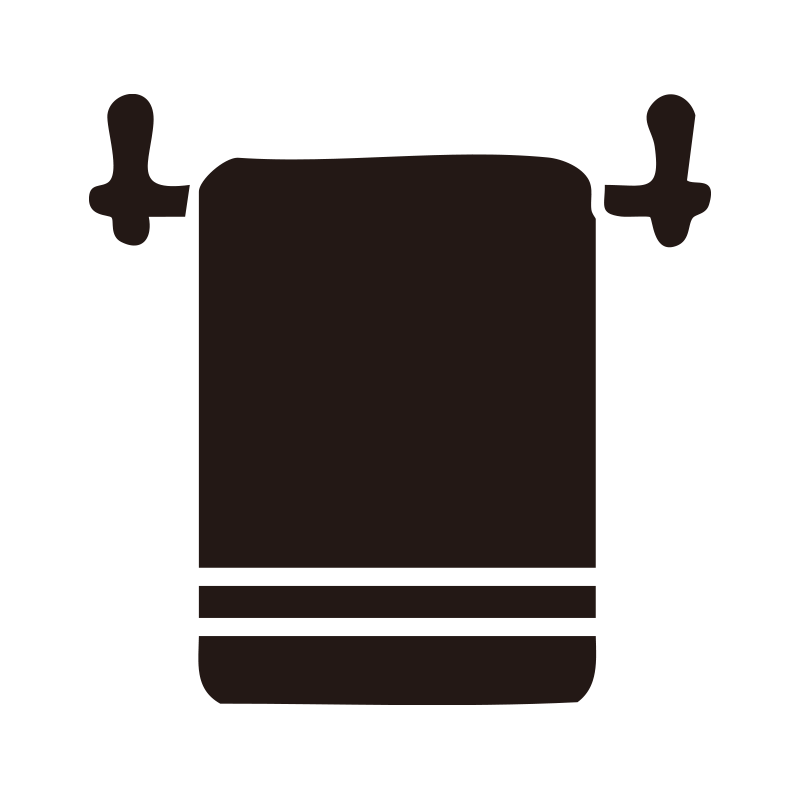 タオルハンガーに掛けられた清潔