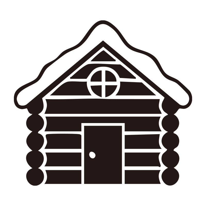 丸太を積み上げたログハウス風の