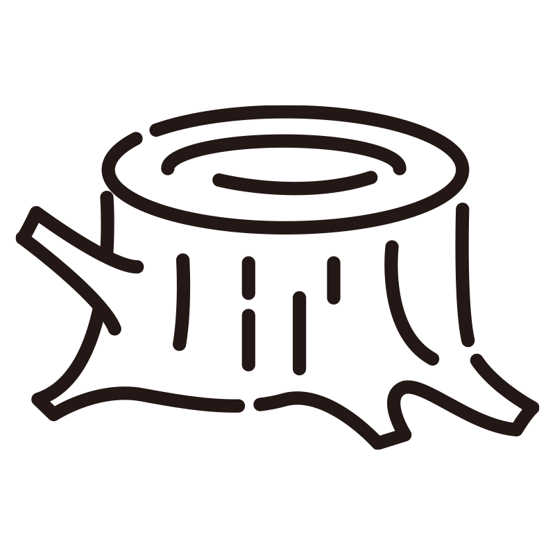 年輪が見える木の切り株を描いた