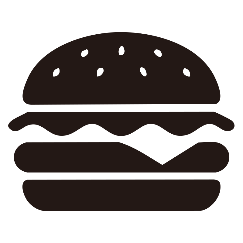 バンズの間にパティ、チーズ、レ