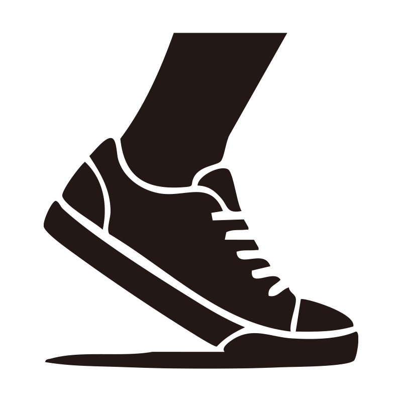 一歩を踏み出す足元を捉えた、ス