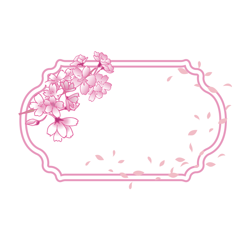 舞い散る花びらと満開の桜の枝を