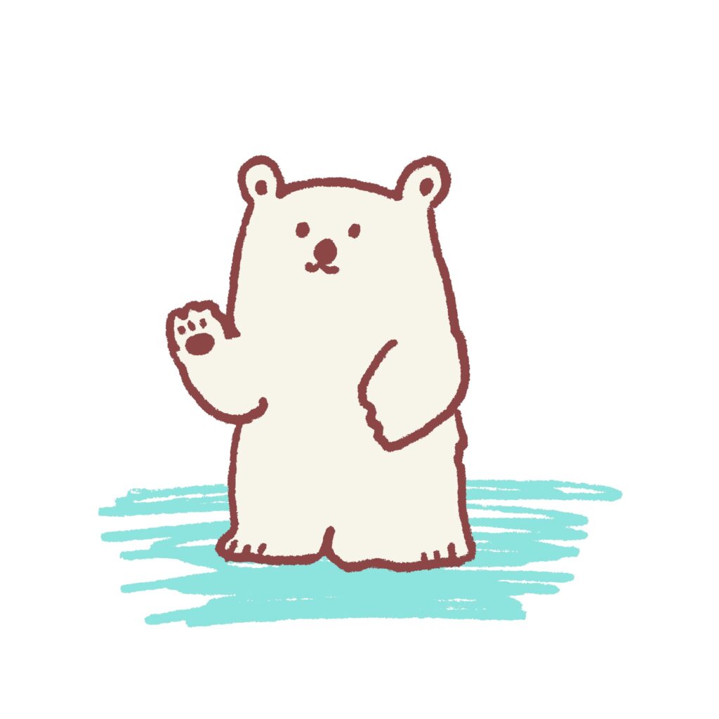 手を振るしろくまを、やさしい手