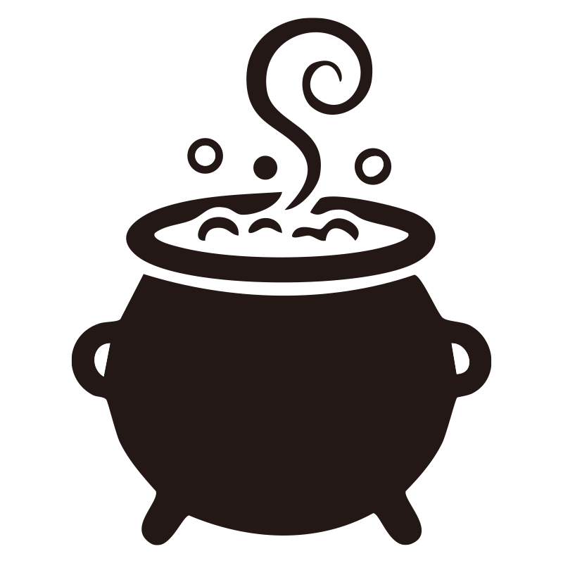 大きな釜でぐつぐつと煮込まれて