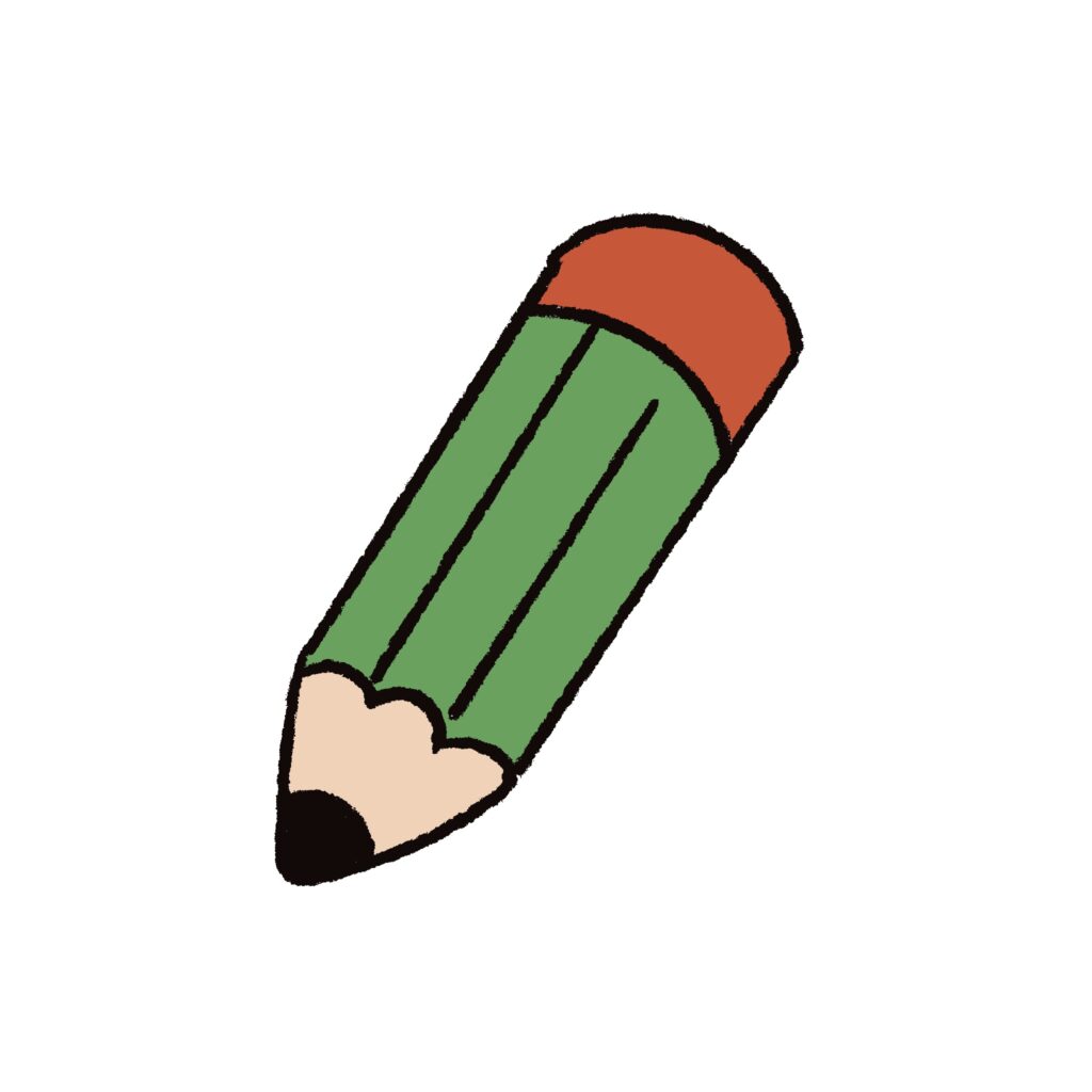 手描き風の太い線で描かれた鉛筆